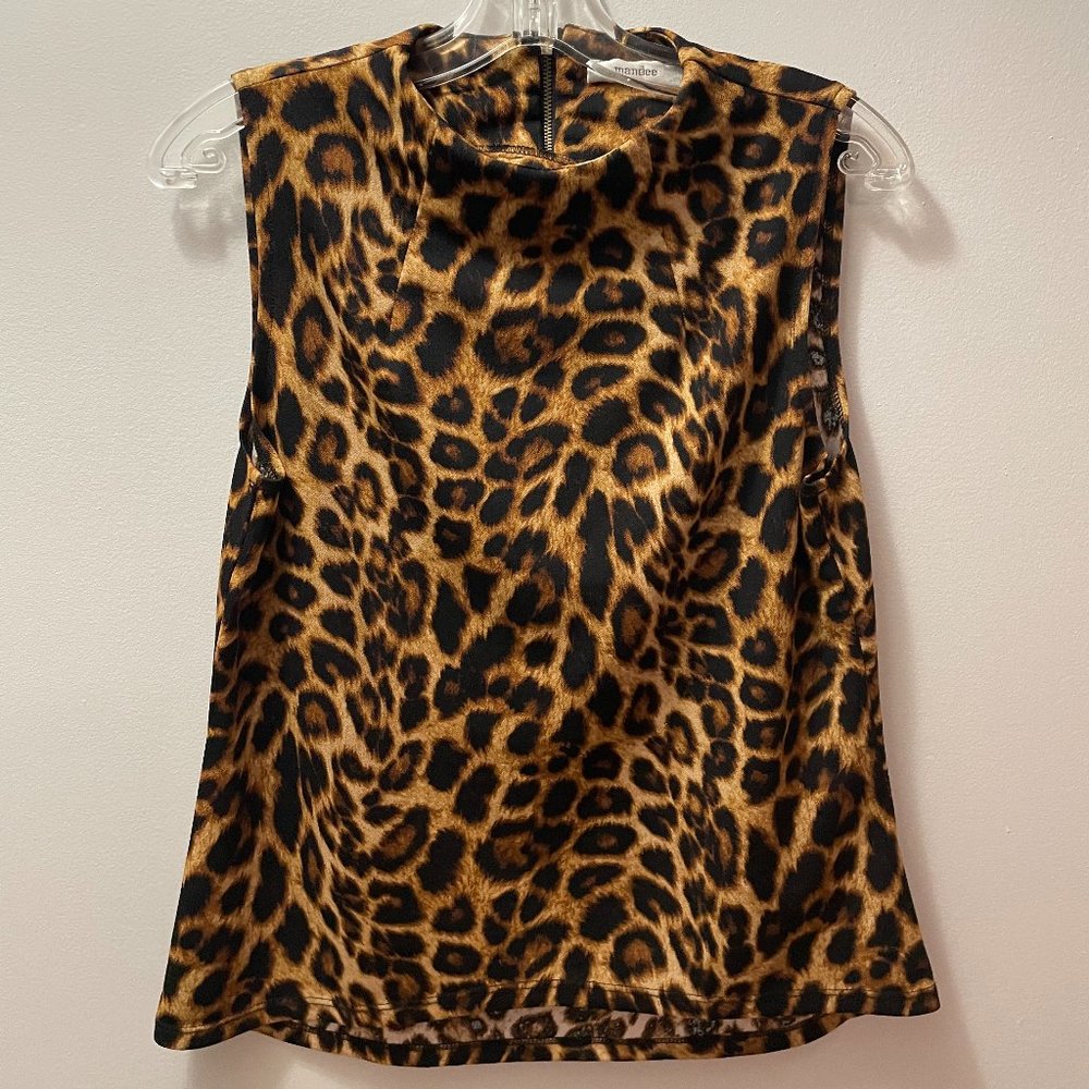 Mandee -Blouse Leopard Print Sleeveless  Size L/G